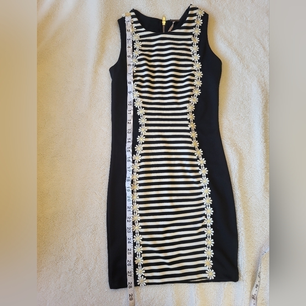 Poof Girl Groovy Daisy Dress Black with White Stripes Girl Size 6 or XS - Picture 5 of 6